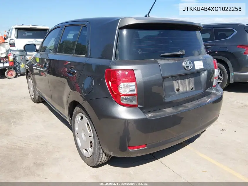 2012 Scion Xd VIN: JTKKU4B4XC1022258 Lot: 45395471