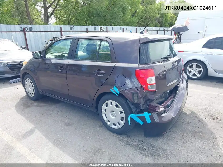 2012 Scion Xd VIN: JTKKU4B4XC1024611 Lot: 45530601