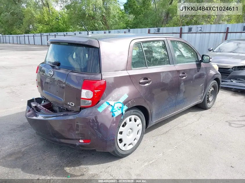 2012 Scion Xd VIN: JTKKU4B4XC1024611 Lot: 45530601