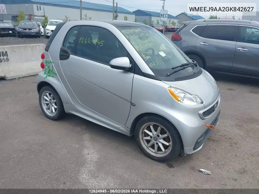 2016 Smart Fortwo Electric Drive Passion VIN: WMEEJ9AA2GK842627 Lot: 12624945