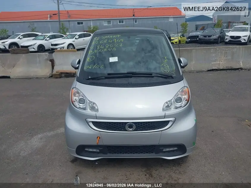 2016 Smart Fortwo Electric Drive Passion VIN: WMEEJ9AA2GK842627 Lot: 12624945