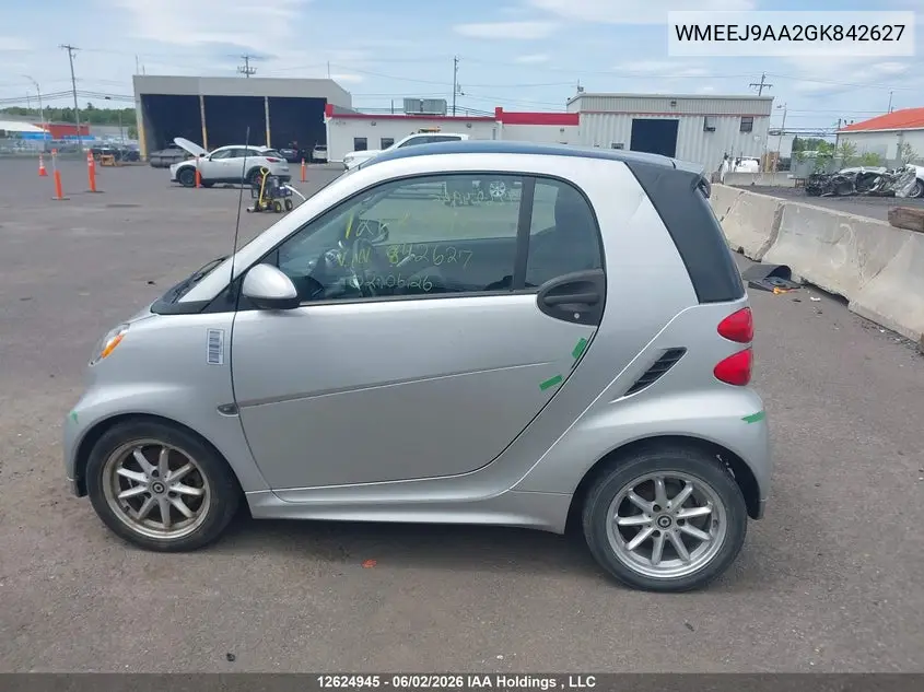 2016 Smart Fortwo Electric Drive Passion VIN: WMEEJ9AA2GK842627 Lot: 12624945