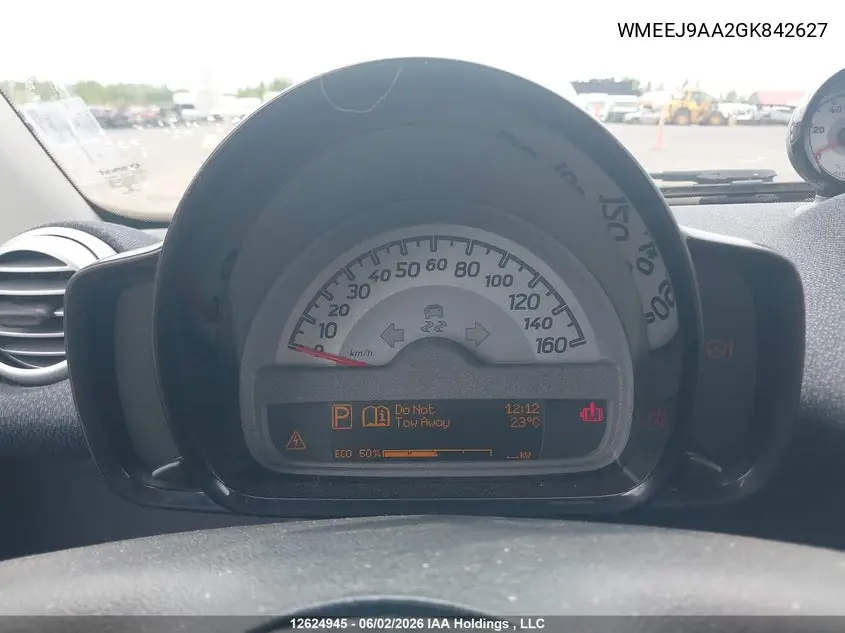 2016 Smart Fortwo Electric Drive Passion VIN: WMEEJ9AA2GK842627 Lot: 12624945