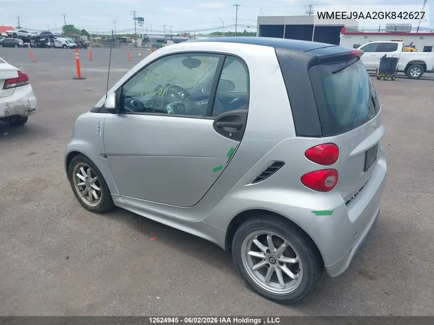 2016 Smart Fortwo Electric Drive Passion VIN: WMEEJ9AA2GK842627 Lot: 12624945