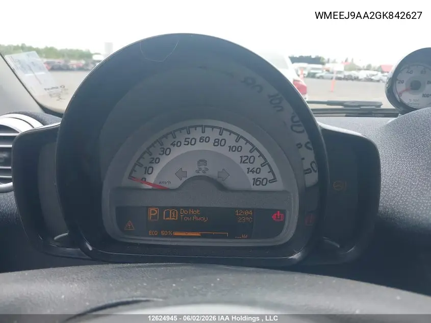 2016 Smart Fortwo Electric Drive Passion VIN: WMEEJ9AA2GK842627 Lot: 12624945
