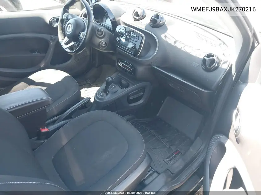 2018 Smart Fortwo Electric Drive Pure VIN: WMEFJ9BAXJK270216 Lot: 45332231