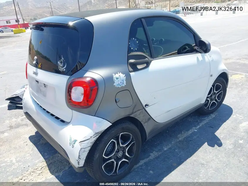 2018 Smart Fortwo Electric Drive Passion VIN: WMEFJ9BA2JK326410 Lot: 45498202