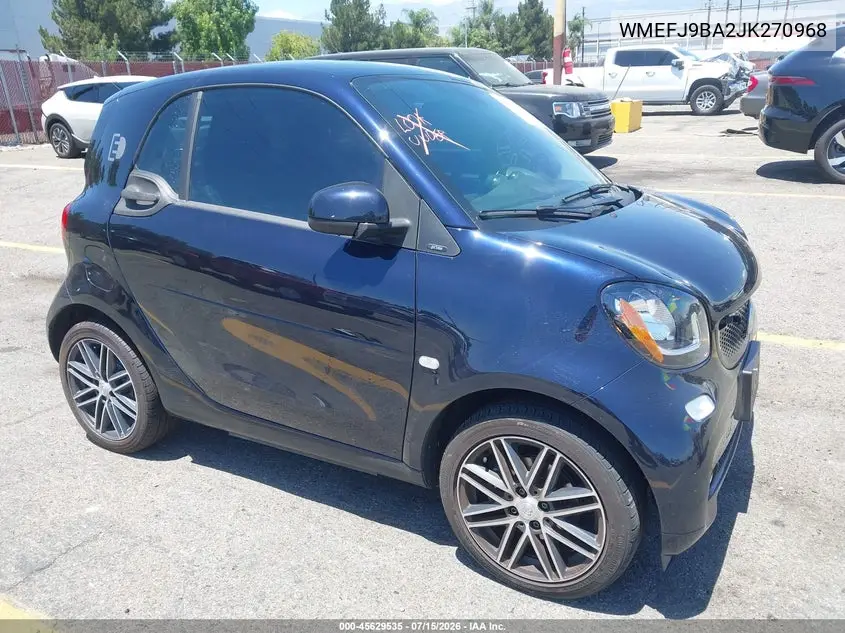 2018 Smart Fortwo Electric Drive Prime VIN: WMEFJ9BA2JK270968 Lot: 45629535