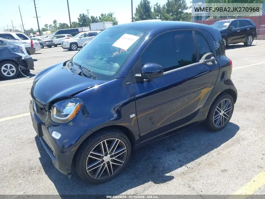 2018 Smart Fortwo Electric Drive Prime VIN: WMEFJ9BA2JK270968 Lot: 45629535