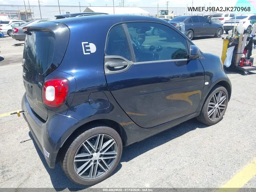 2018 Smart Fortwo Electric Drive Prime VIN: WMEFJ9BA2JK270968 Lot: 45629535