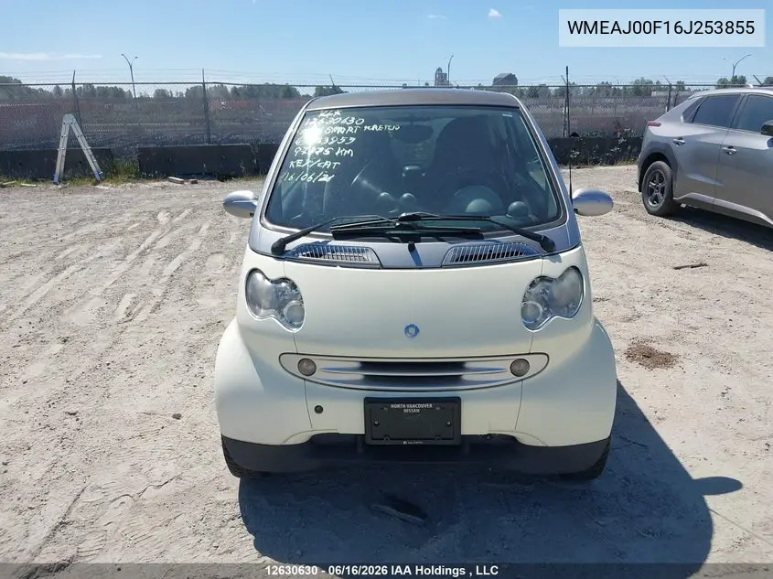 2006 Smart Fortwo Passion/Pulse/Pure VIN: WMEAJ00F16J253855 Lot: 12630630