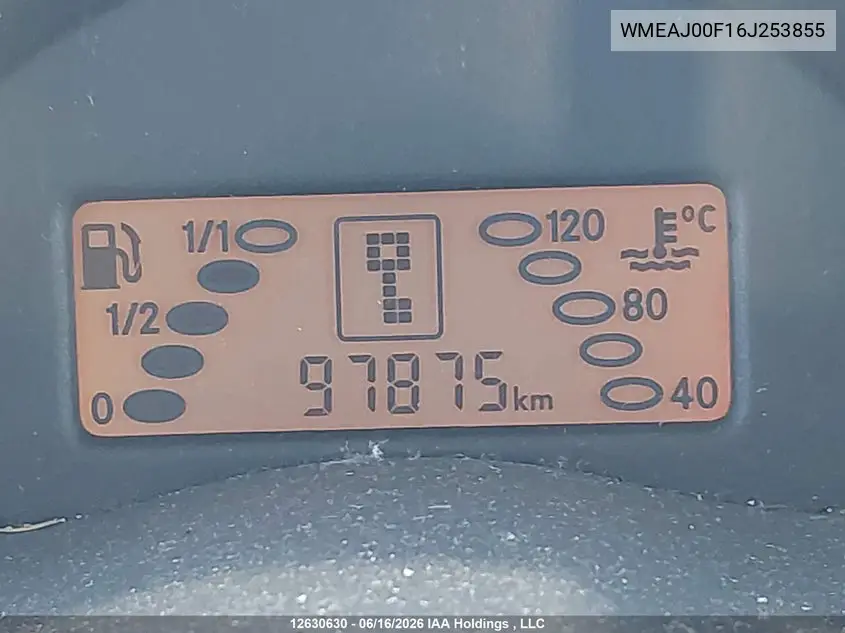 2006 Smart Fortwo Passion/Pulse/Pure VIN: WMEAJ00F16J253855 Lot: 12630630