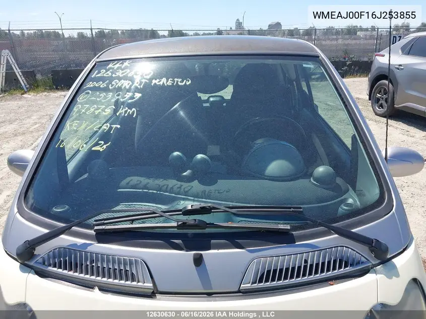 2006 Smart Fortwo Passion/Pulse/Pure VIN: WMEAJ00F16J253855 Lot: 12630630