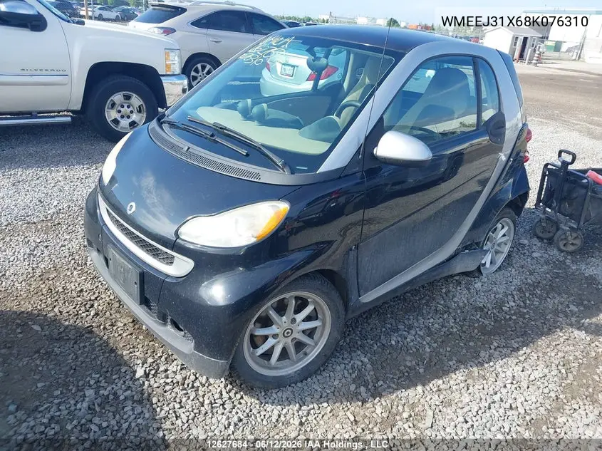 2008 Smart Fortwo Passion/Pure VIN: WMEEJ31X68K076310 Lot: 12627684X