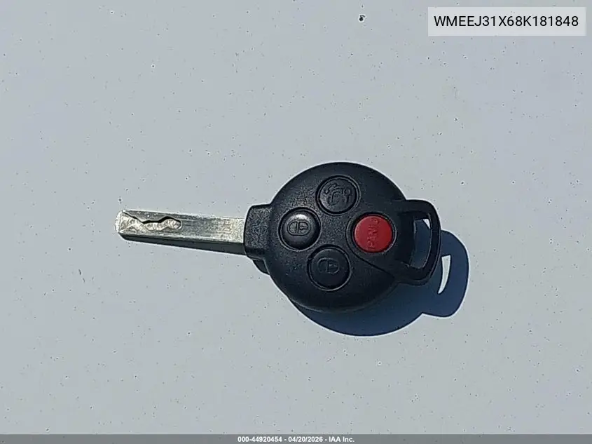 2008 Smart Fortwo Passion/Pure VIN: WMEEJ31X68K181848 Lot: 44920454