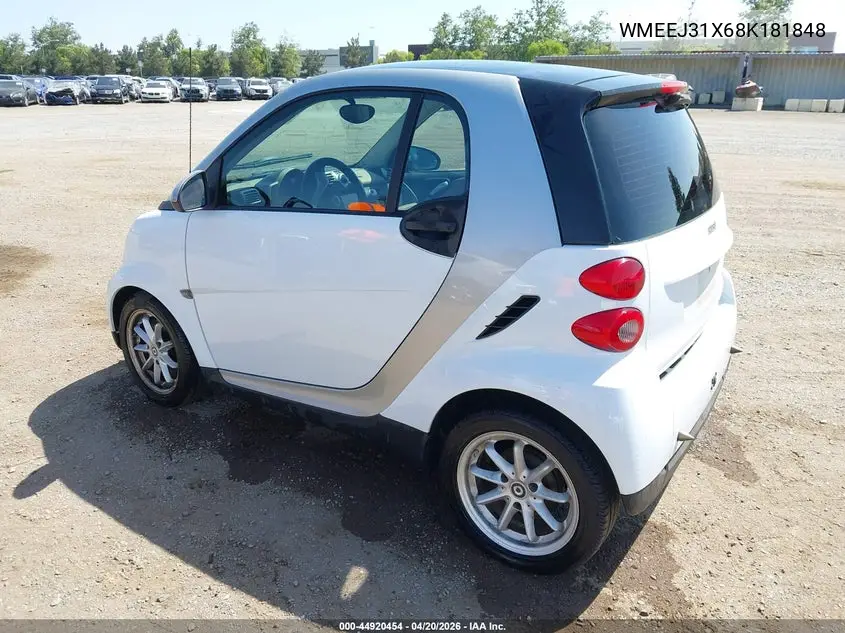 2008 Smart Fortwo Passion/Pure VIN: WMEEJ31X68K181848 Lot: 44920454