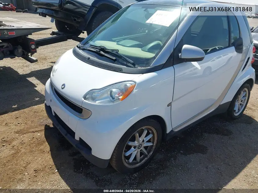2008 Smart Fortwo Passion/Pure VIN: WMEEJ31X68K181848 Lot: 44920454
