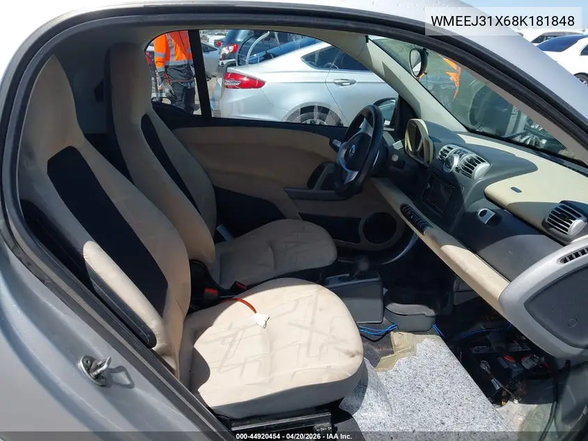 2008 Smart Fortwo Passion/Pure VIN: WMEEJ31X68K181848 Lot: 44920454