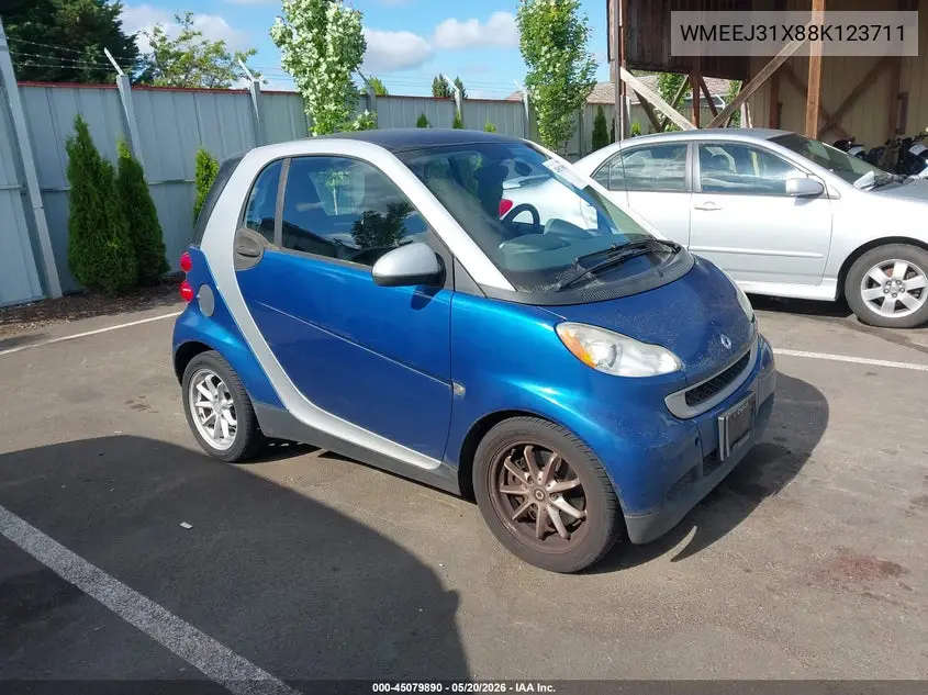 2008 Smart Fortwo Passion/Pure VIN: WMEEJ31X88K123711 Lot: 45079890