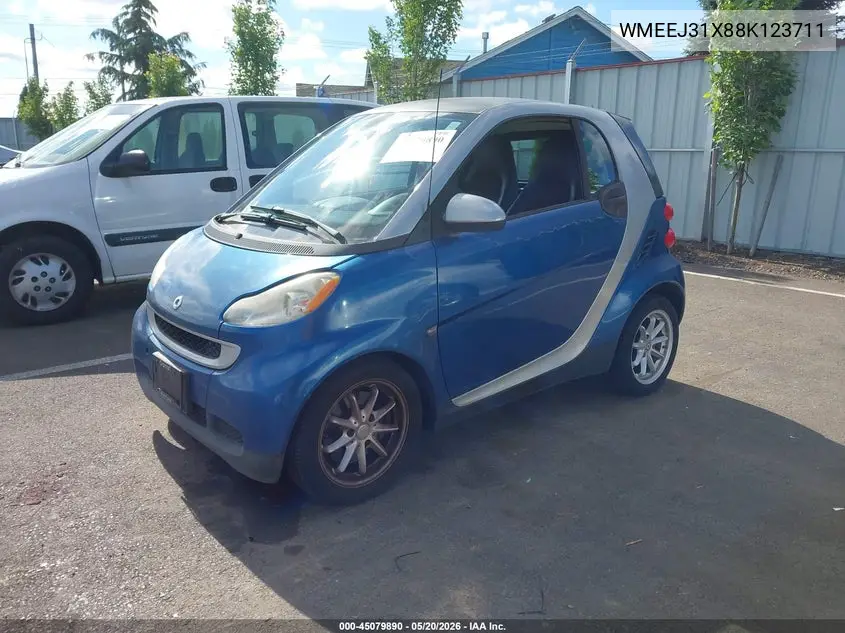 2008 Smart Fortwo Passion/Pure VIN: WMEEJ31X88K123711 Lot: 45079890