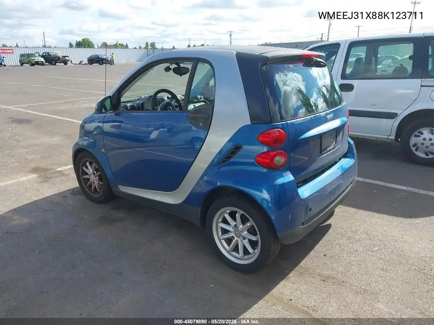 2008 Smart Fortwo Passion/Pure VIN: WMEEJ31X88K123711 Lot: 45079890