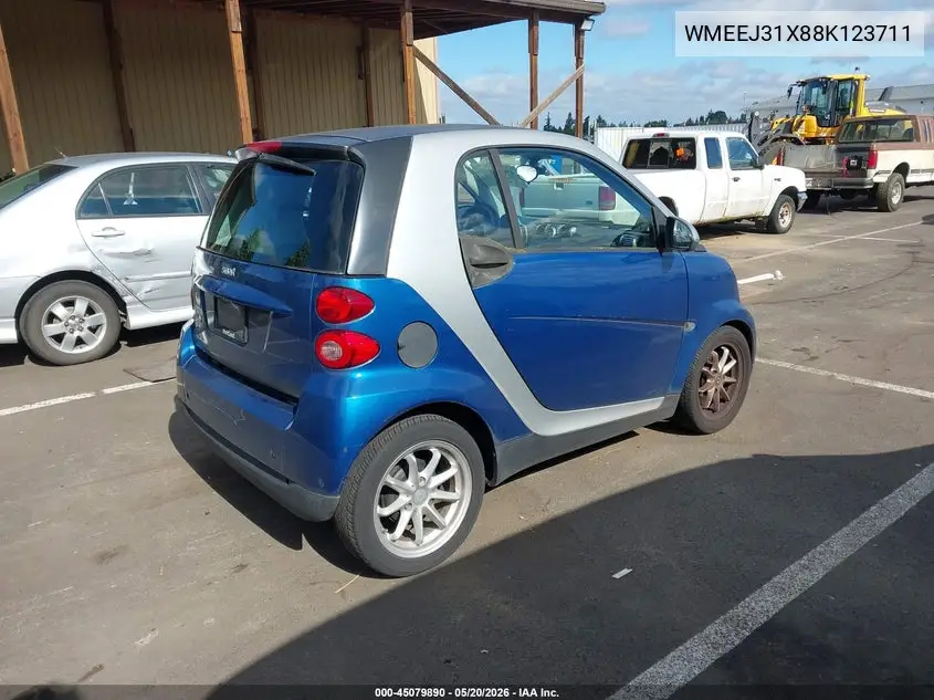 2008 Smart Fortwo Passion/Pure VIN: WMEEJ31X88K123711 Lot: 45079890
