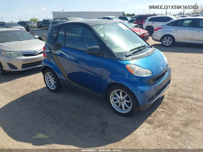 2008 Smart Fortwo Passion/Pure VIN: WMEEJ31X58K165303 Lot: 45265917