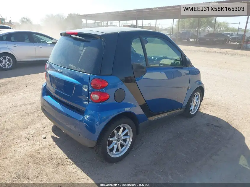 2008 Smart Fortwo Passion/Pure VIN: WMEEJ31X58K165303 Lot: 45265917