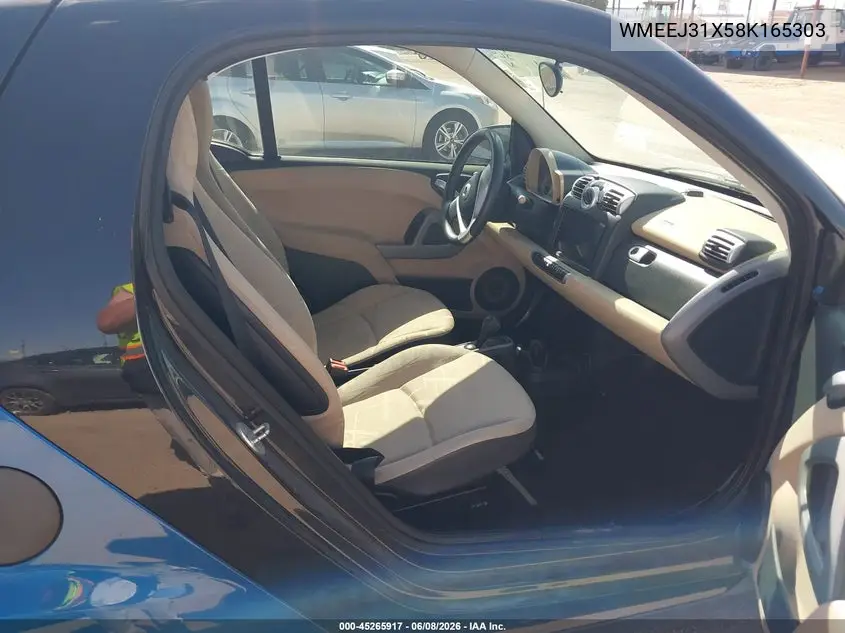 2008 Smart Fortwo Passion/Pure VIN: WMEEJ31X58K165303 Lot: 45265917