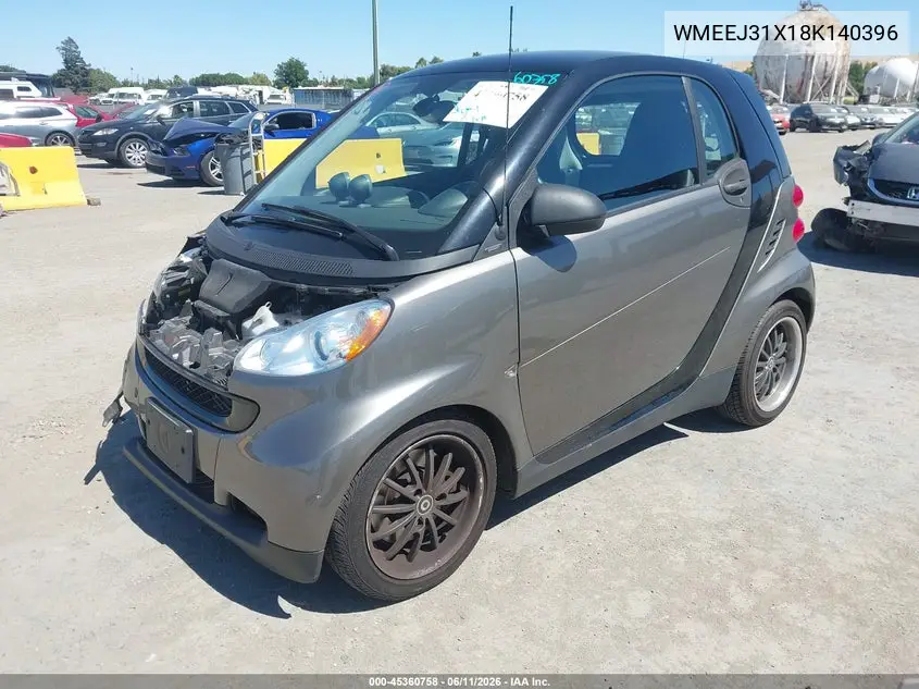 2008 Smart Fortwo Passion/Pure VIN: WMEEJ31X18K140396 Lot: 45360758