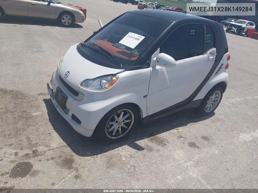 2008 Smart Fortwo Passion/Pure VIN: WMEEJ31X28K149284 Lot: 45511408