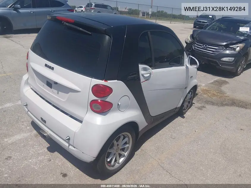 2008 Smart Fortwo Passion/Pure VIN: WMEEJ31X28K149284 Lot: 45511408