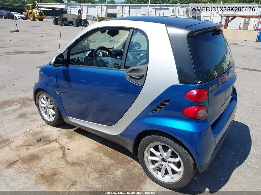 2008 Smart Fortwo Passion/Pure VIN: WMEEJ31X38K205426 Lot: 45571452