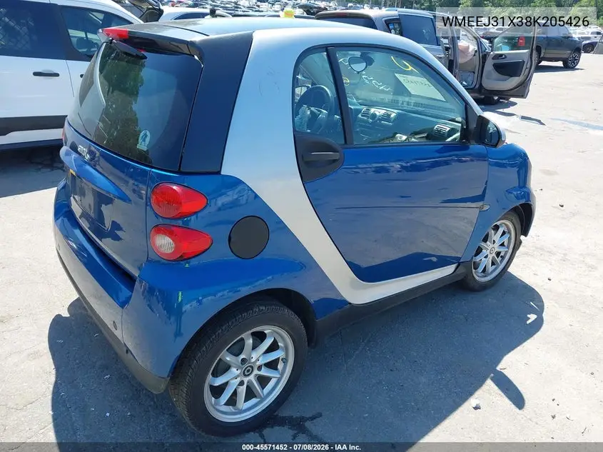 2008 Smart Fortwo Passion/Pure VIN: WMEEJ31X38K205426 Lot: 45571452