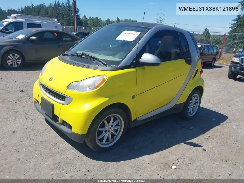 2008 Smart Fortwo Passion/Pure VIN: WMEEJ31X38K121896 Lot: 45597794