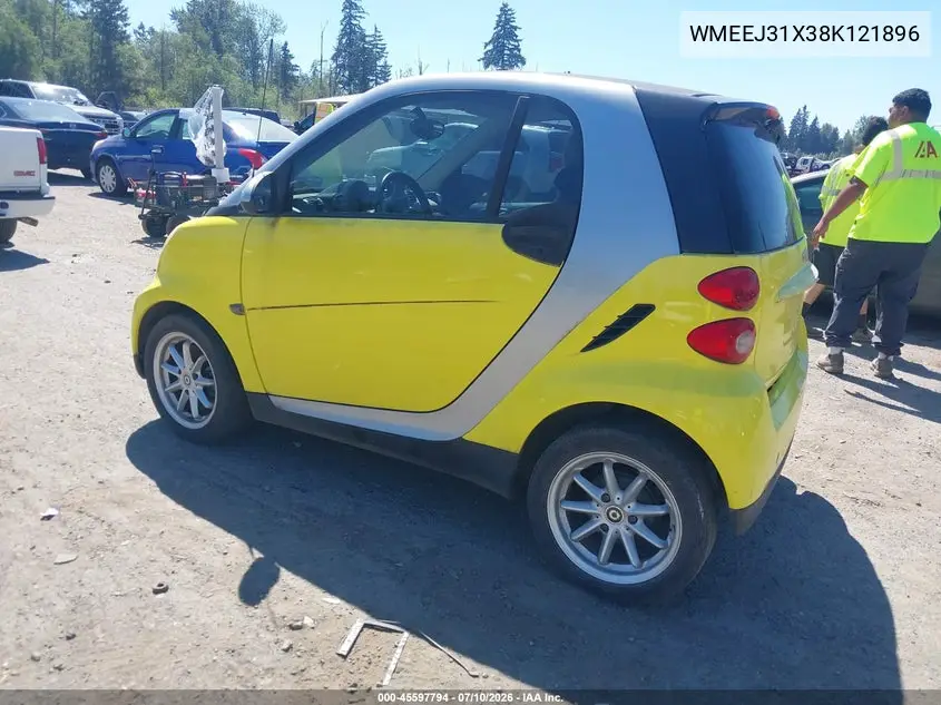 2008 Smart Fortwo Passion/Pure VIN: WMEEJ31X38K121896 Lot: 45597794
