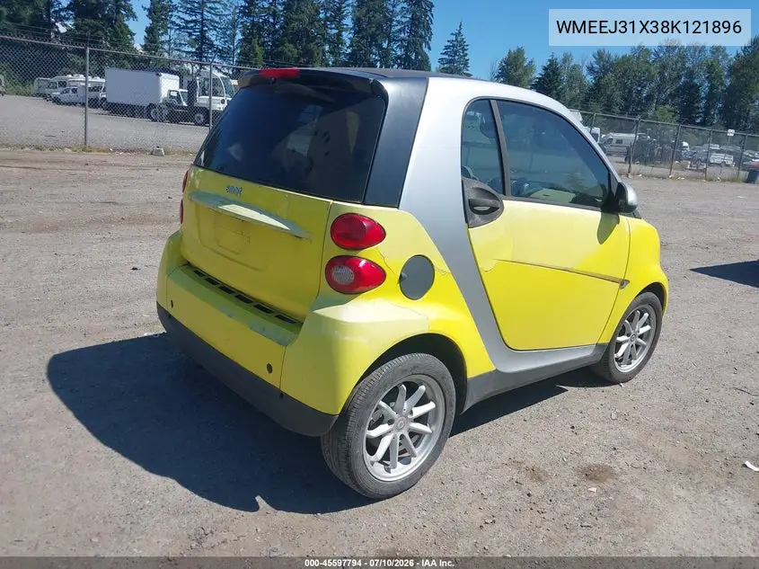 2008 Smart Fortwo Passion/Pure VIN: WMEEJ31X38K121896 Lot: 45597794