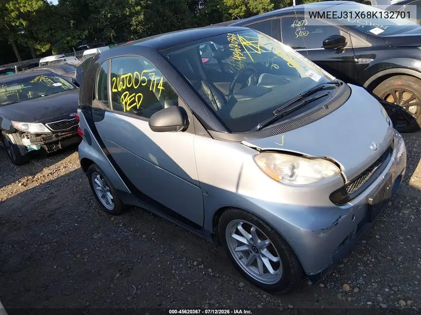 2008 Smart Fortwo Passion/Pure VIN: WMEEJ31X68K132701 Lot: 45620367