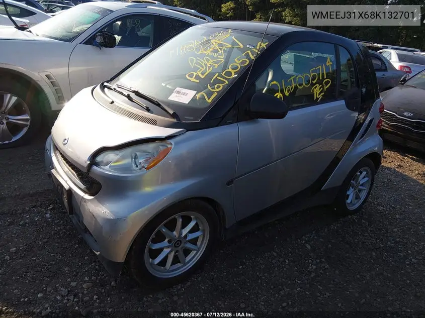 2008 Smart Fortwo Passion/Pure VIN: WMEEJ31X68K132701 Lot: 45620367