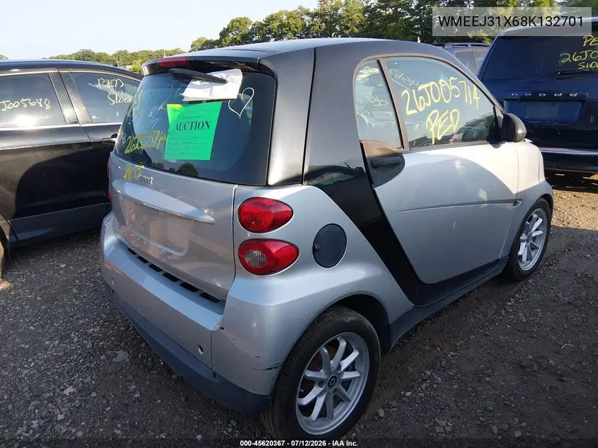 2008 Smart Fortwo Passion/Pure VIN: WMEEJ31X68K132701 Lot: 45620367