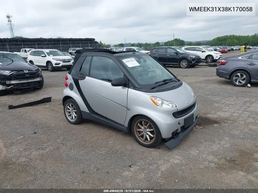 2008 Smart Fortwo Passion VIN: WMEEK31X38K170058 Lot: 45659229
