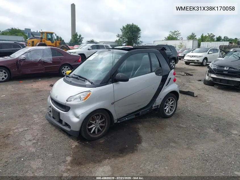 2008 Smart Fortwo Passion VIN: WMEEK31X38K170058 Lot: 45659229