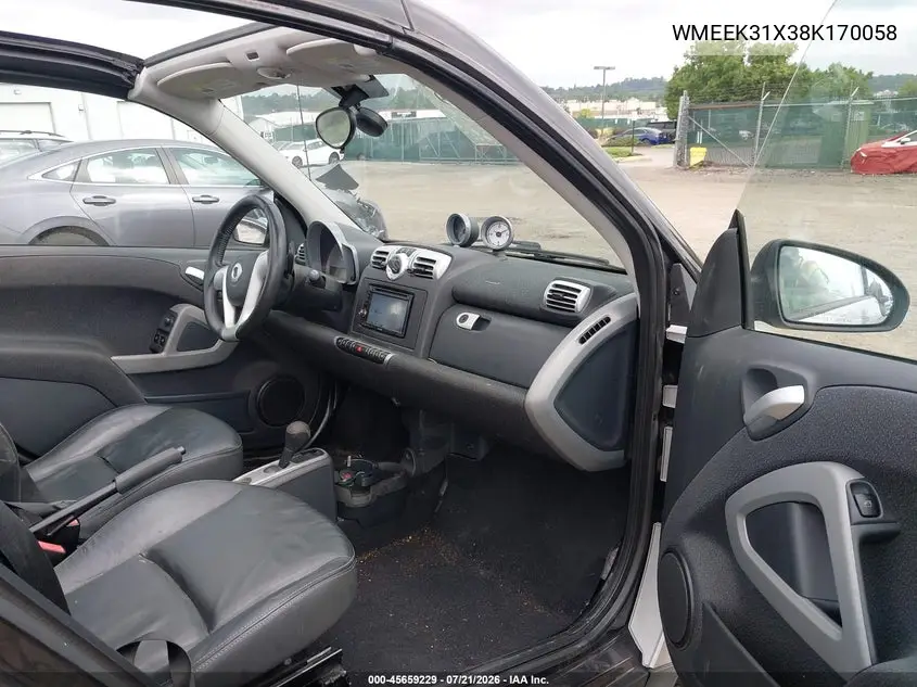 2008 Smart Fortwo Passion VIN: WMEEK31X38K170058 Lot: 45659229