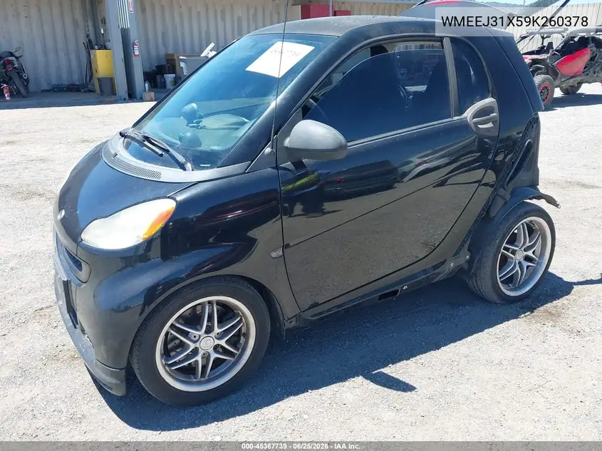 2009 Smart Fortwo Brabus/Passion/Pure VIN: WMEEJ31X59K260378 Lot: 45367739