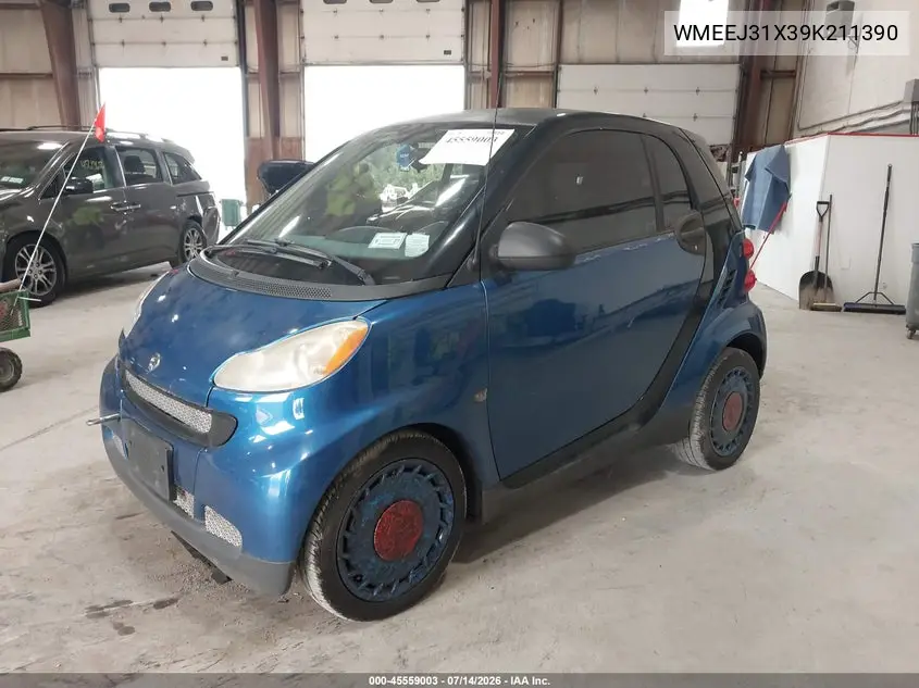 2009 Smart Fortwo Pure VIN: WMEEJ31X39K211390 Lot: 45559003