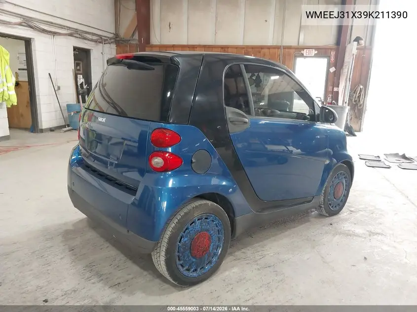 2009 Smart Fortwo Pure VIN: WMEEJ31X39K211390 Lot: 45559003