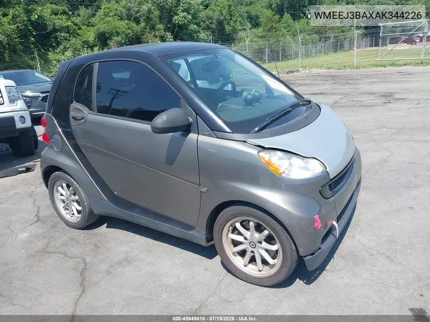 2010 Smart Fortwo Passion/Pure VIN: WMEEJ3BAXAK344226 Lot: 45649416