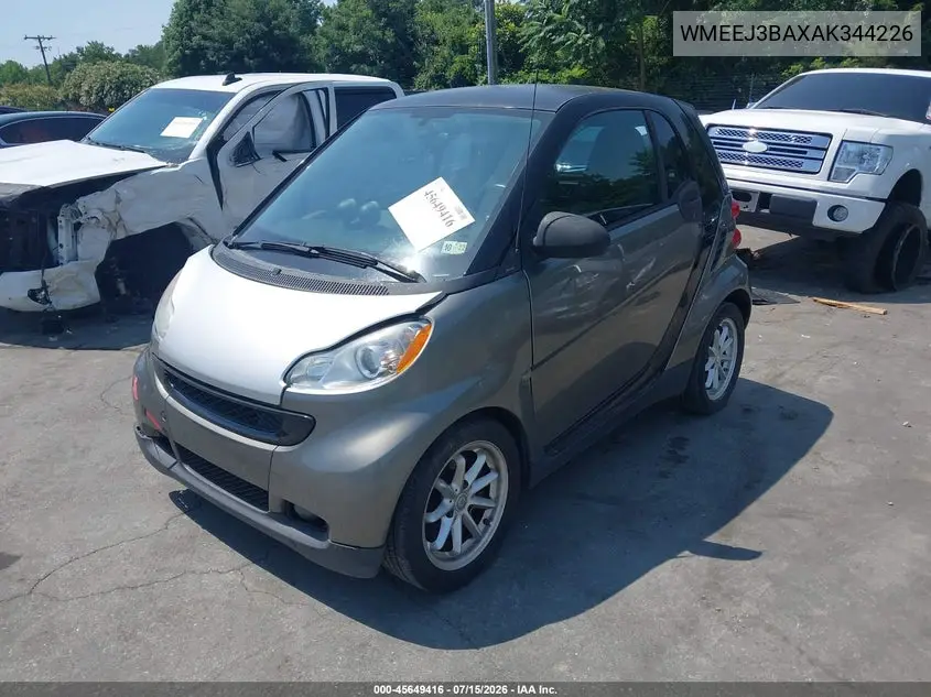 2010 Smart Fortwo Passion/Pure VIN: WMEEJ3BAXAK344226 Lot: 45649416