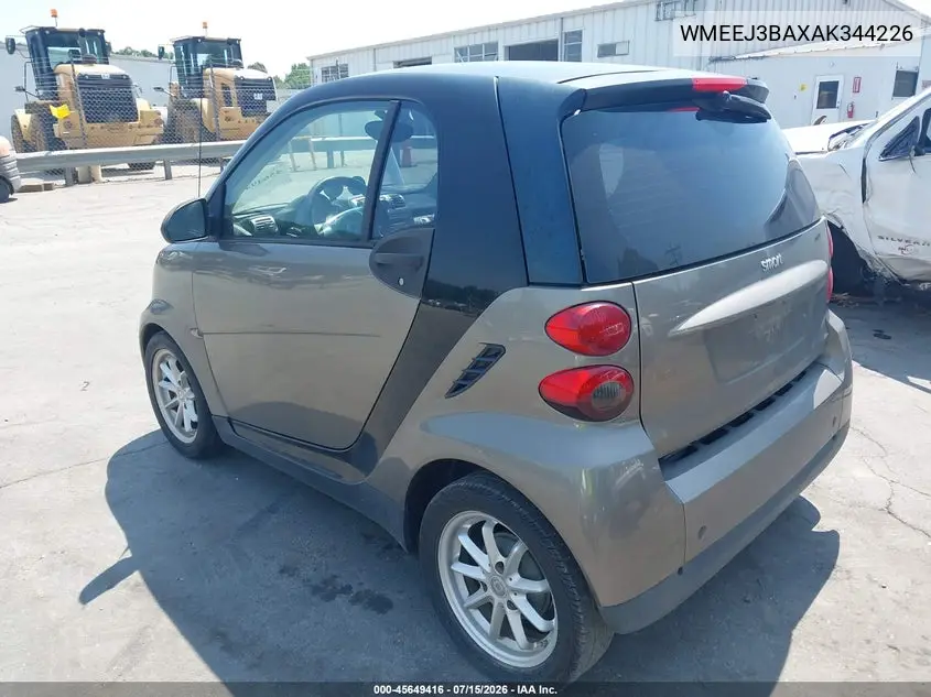 2010 Smart Fortwo Passion/Pure VIN: WMEEJ3BAXAK344226 Lot: 45649416