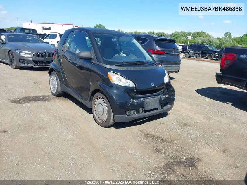2011 Smart Fortwo Brabus/Passion/Pure VIN: WMEEJ3BA7BK486888 Lot: 12632681